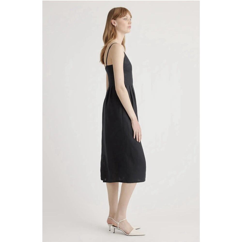 Quince 100% European Linen Scoop Neck Midi Dress Women Size S Black Summer - Picture 11 of 12